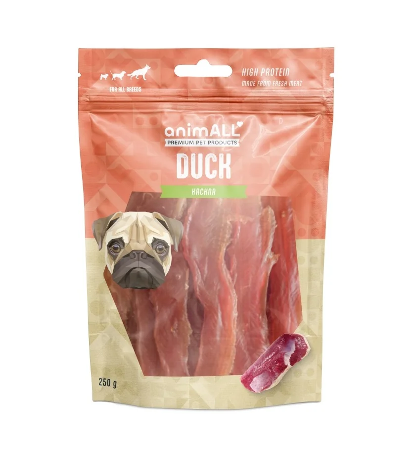 animALL Měkké kachní jerky pamlsky pro psy 250 g