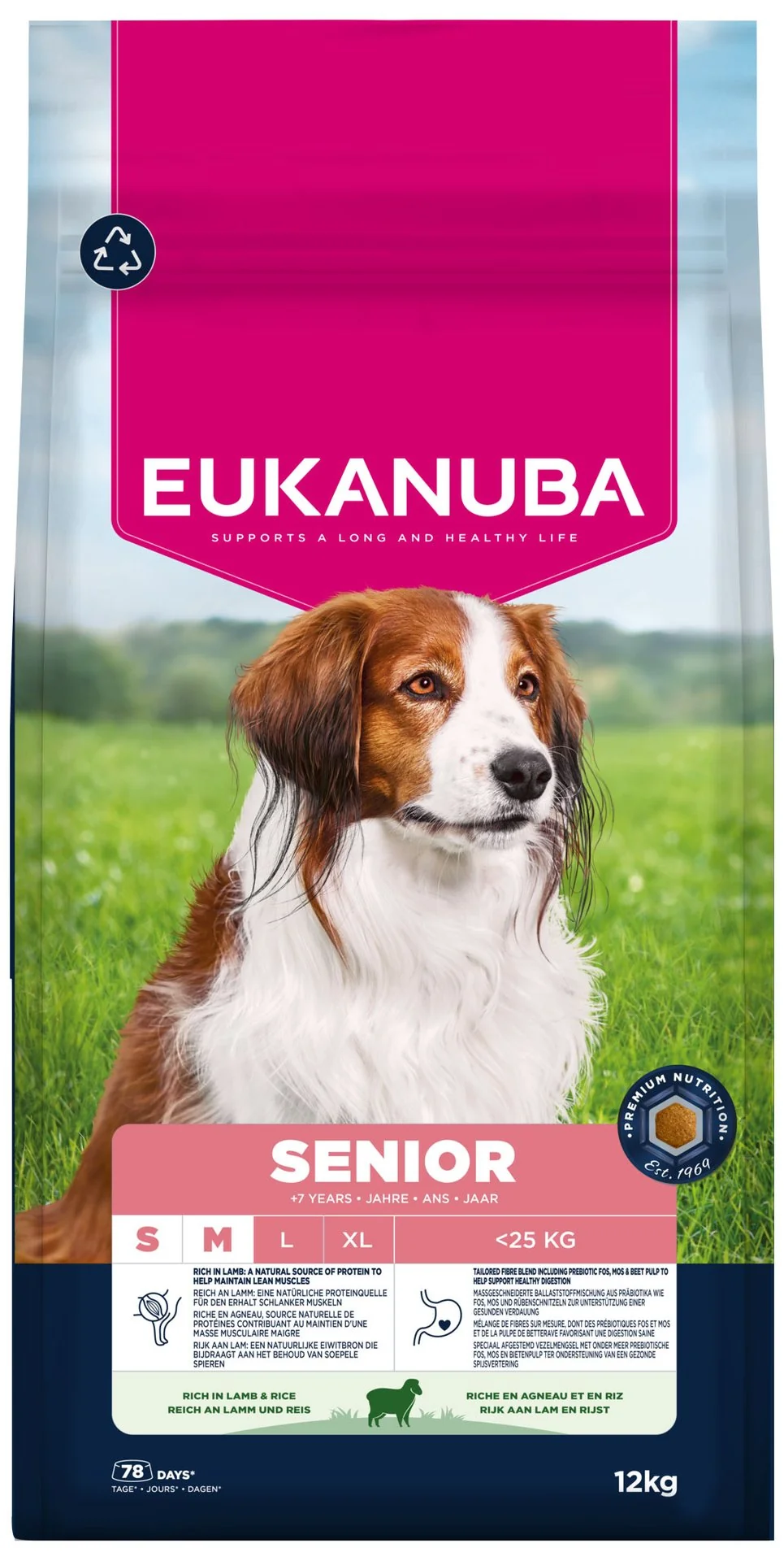 Eukanuba Krmivo Senior Small and Medium rich in lamb 12kg