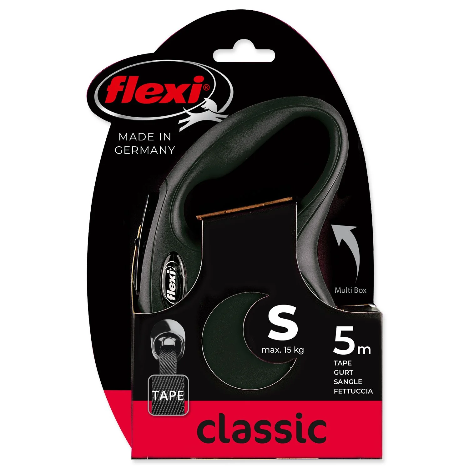 Flexi Vodítko Classic New páska S černé 5m