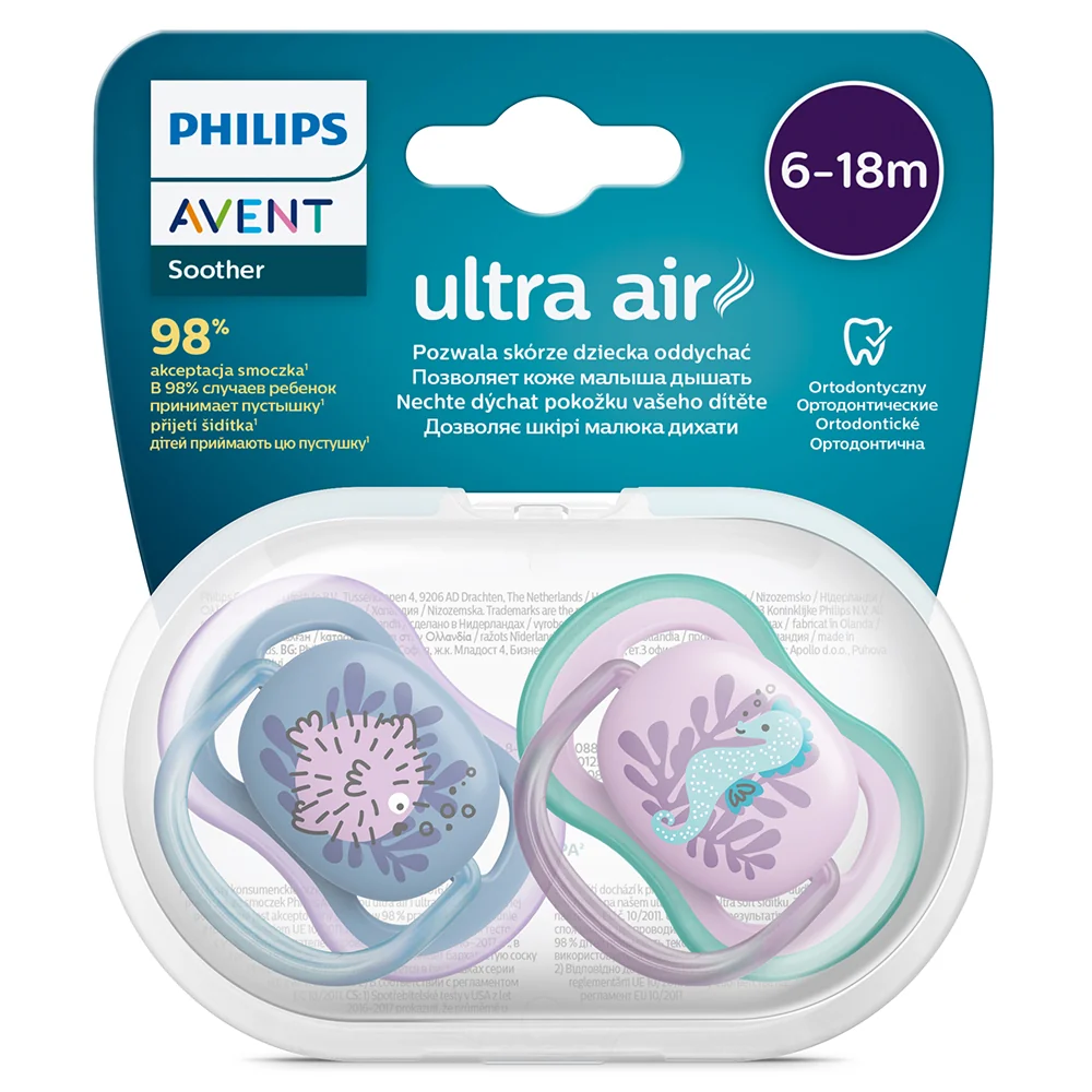 Philips Avent Šidítko Ultra air Obrázek 6-18m dívka 2 ks moře