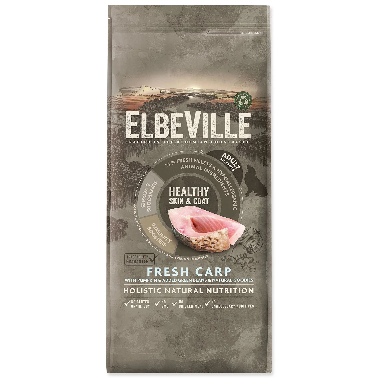 ELBEVILLE Krmivo Adult All Breeds Healthy Skin and Coat Fresh Carp 11,4kg