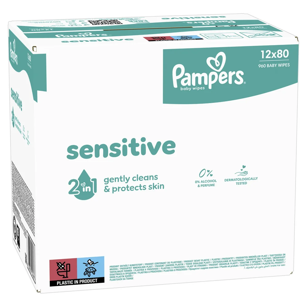 Pampers Sensitive Baby dětské čisticí ubrousky 12x80 ks