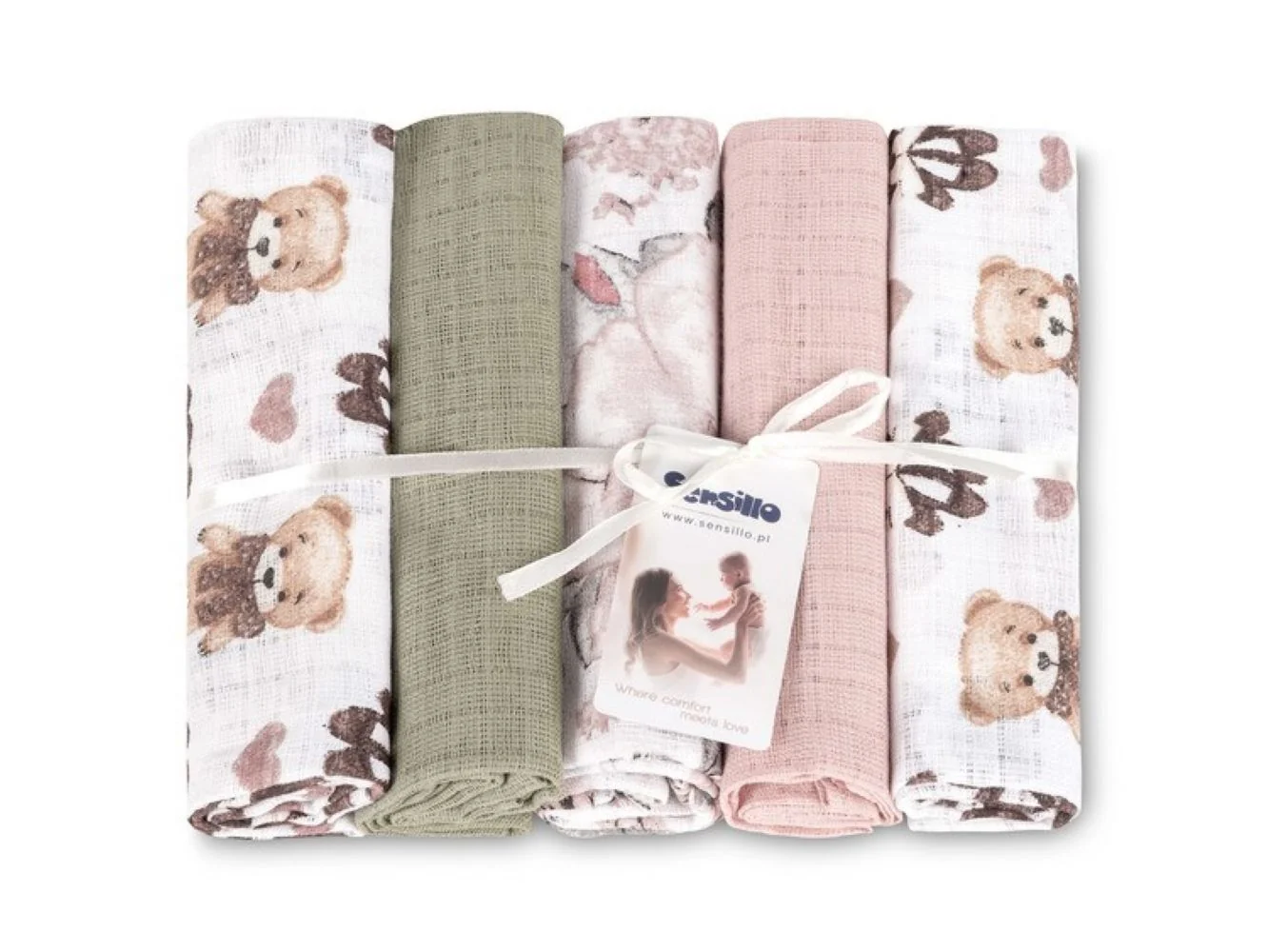 SENSILLO Tetra pleny Basic 70×80 cm Teddy Pink – sada 5 ks, 100% bavlna