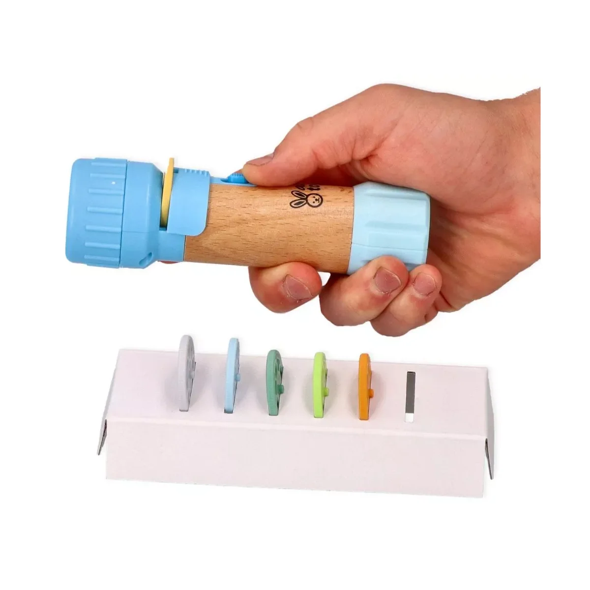 Adam Toys Dětská svítilna s projektorem  – 48 obrázků, 6 disků, modrá, 3+