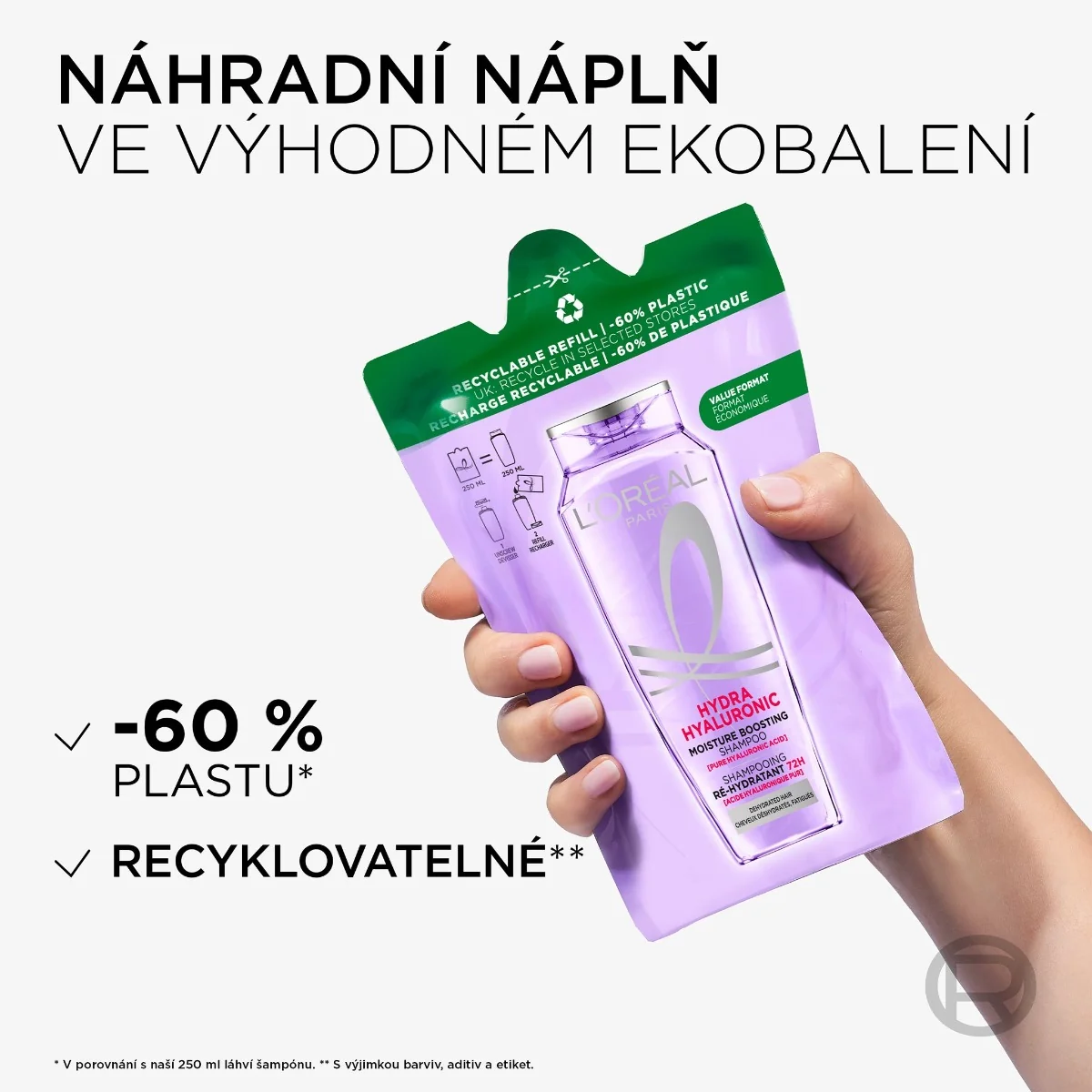 Loréal Paris Elseve Hyaluron Plump šampon náhradní náplň 250 ml