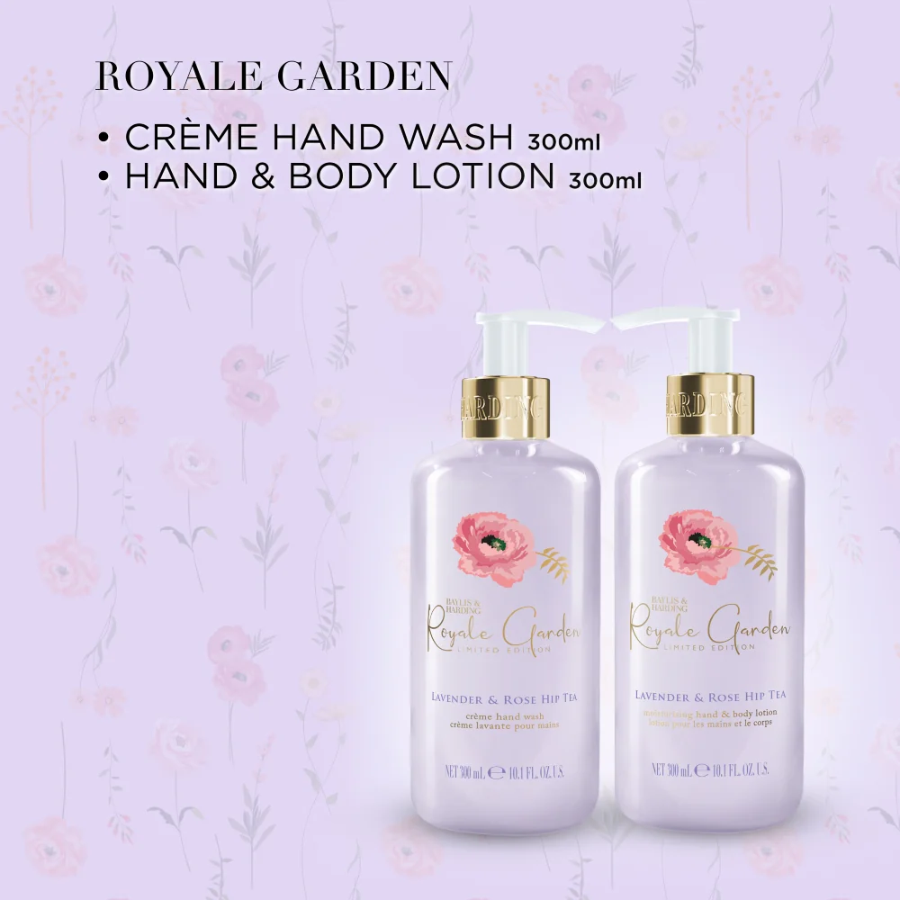 Baylis & Harding Royale Garden Sada péče o ruce Levandule & Šípkový čaj 2x300 ml