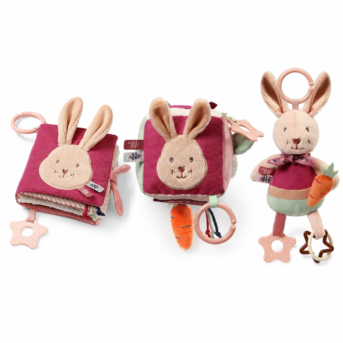 Babyono Velká sada senzorických hraček Rabbit, knížka, závěsná hračka