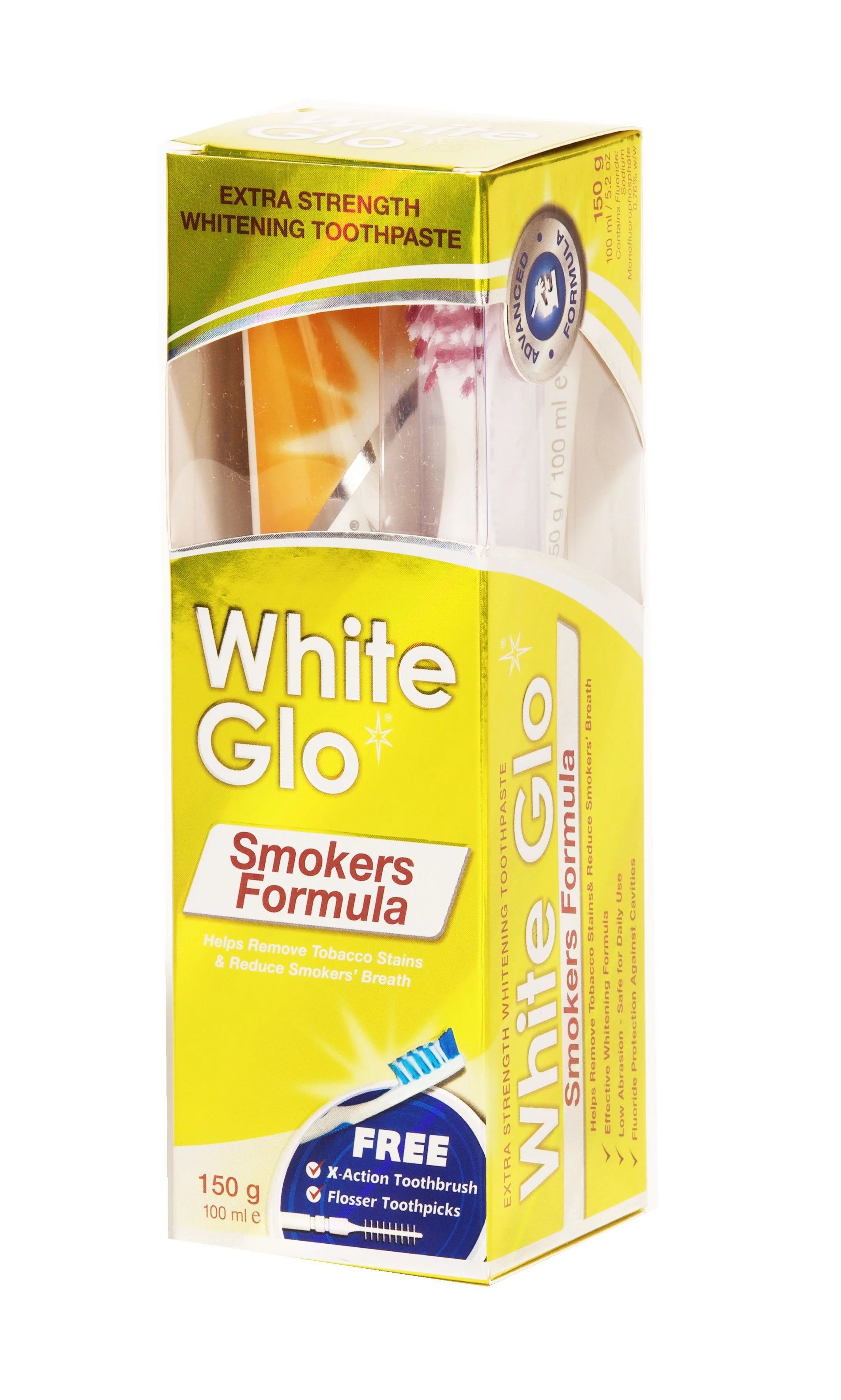 White Glo Bělicí zubní pasta Smokers pro kuřáky 150 g + kartáček na zuby a mezizubní