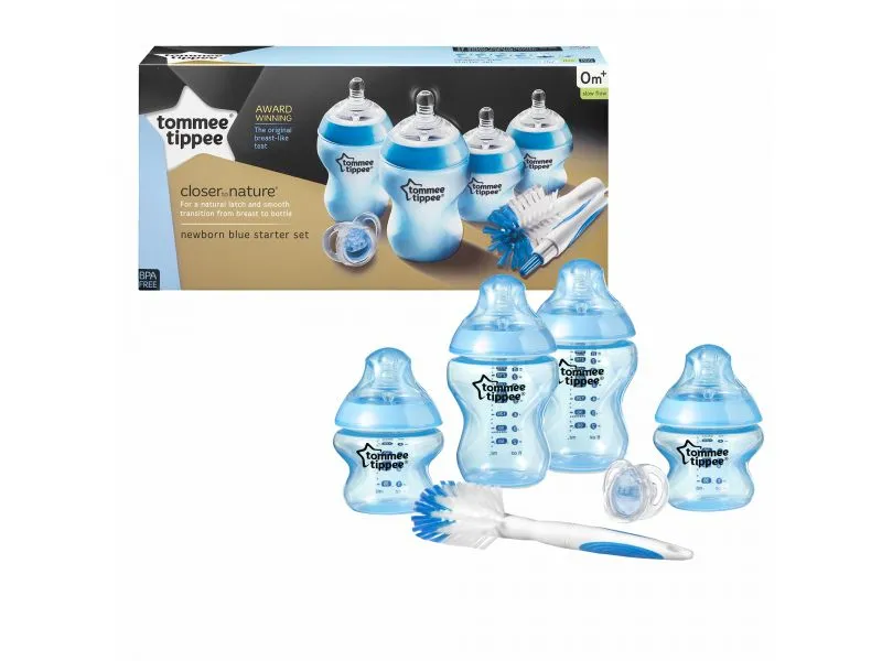 Tommee Tippee Sada kojeneckých lahviček C2N s kartáčem modrá