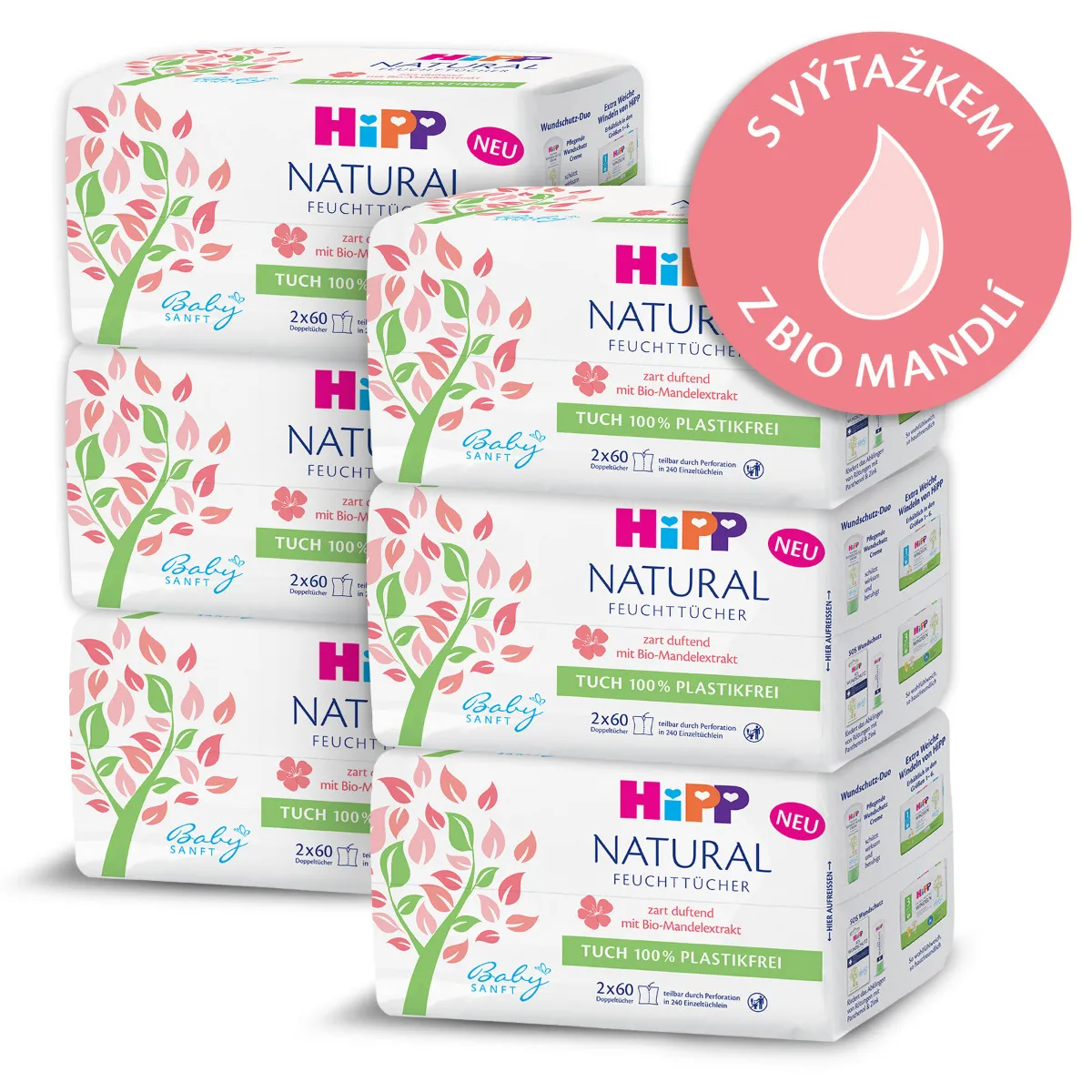 Hipp Babysanft Čisticí vlhčené ubrousky Natural 6x2x60 ks