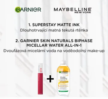 *SLEVA 10 % na společný nákup produktů Maybelline SuperStay Matte Ink odstín 80 Ruler tekutá rtěnka 5 ml a Garnier Dvoufázová micelární voda 3v1 400 ml
