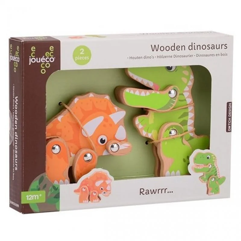 Jouéco sada dřevěných dinosaurů 2ks 12m+
