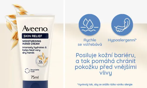 Hydratační krém na ruce Aveeno® Skin Relief posiluje kožní bariéru, a tak pomáhá chránit pokožku před vnějšími vlivy