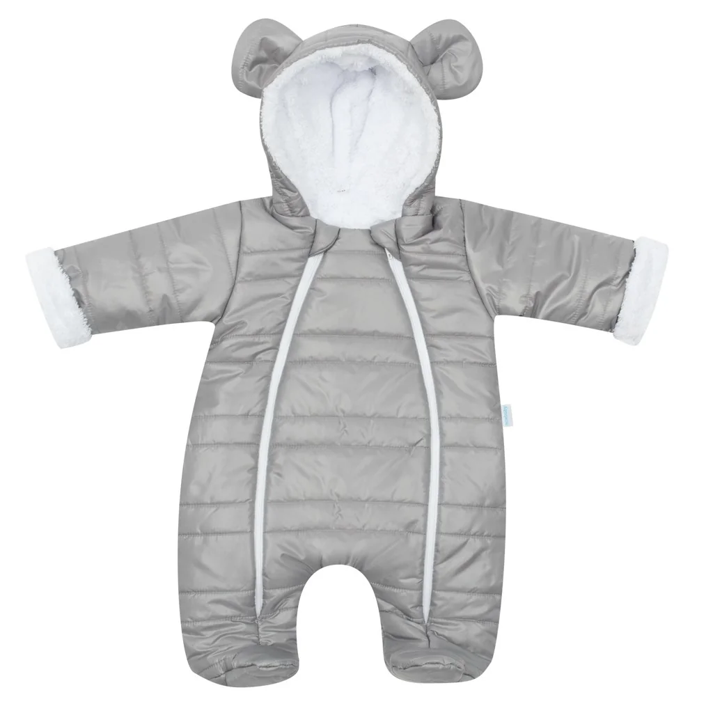 New Baby Zimní kojenecká kombinéza s kapucí a oušky Pumi grey, vel. 68 (4-6m)