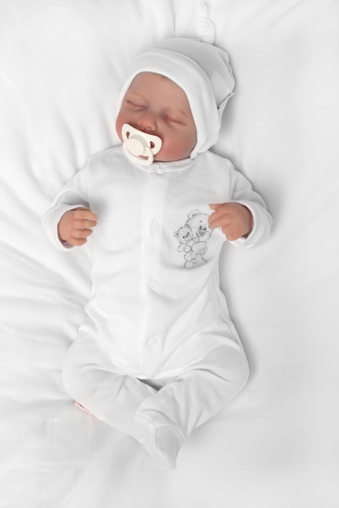 Baby Nellys Soupravička pro miminko, 5D, Little Teddy, bílá, vel. 62