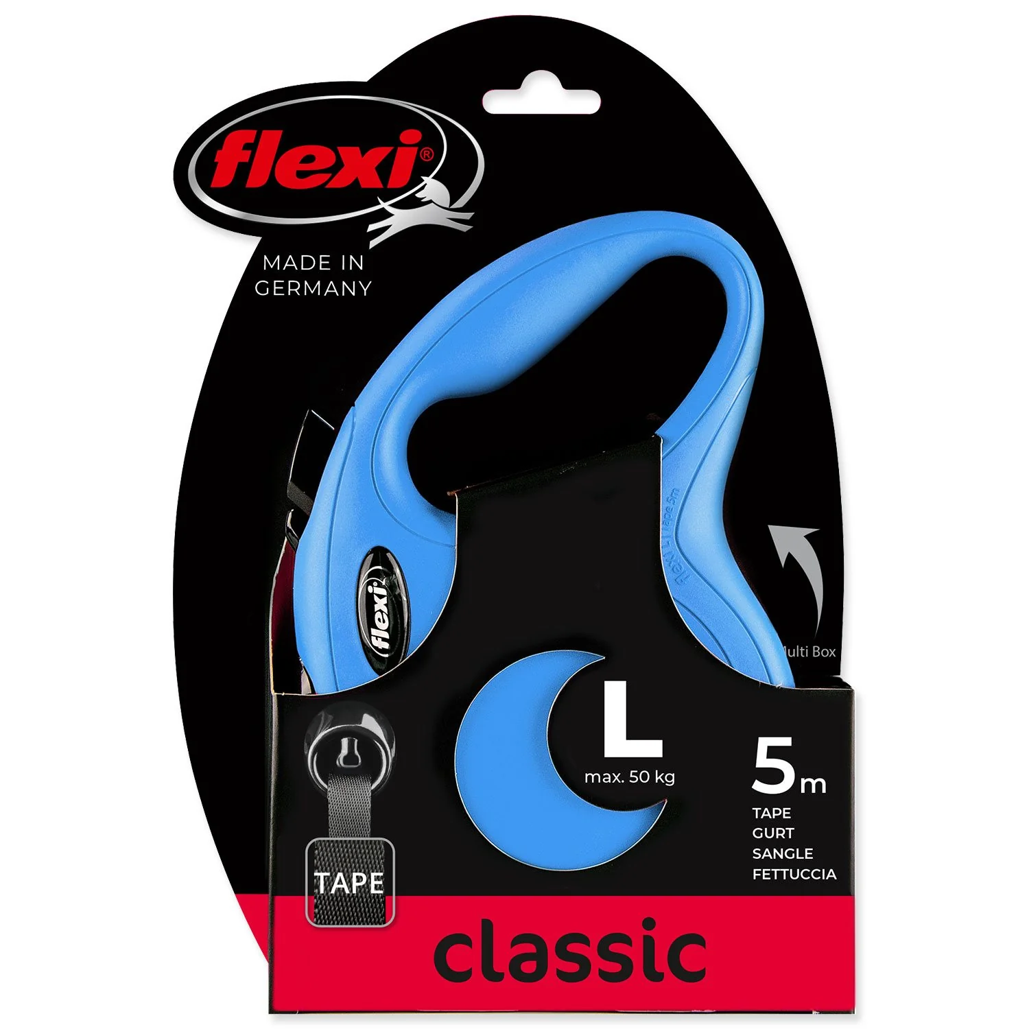 Flexi Vodítko Classic New páska L modré 5m