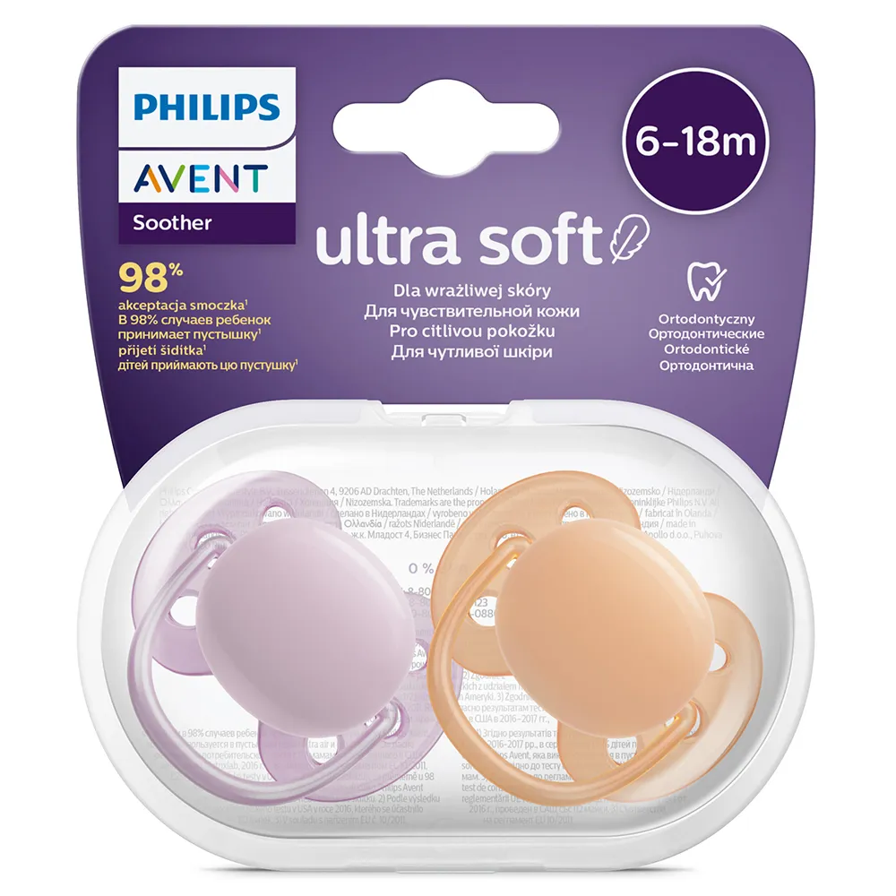 Philips Avent Šidítko Ultrasoft Premium neutral 6–18m dívka 2 ks