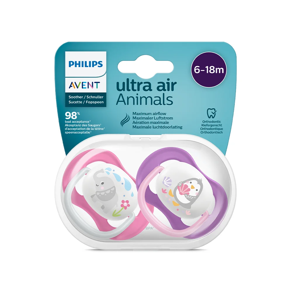 Philips Avent Šidítko Ultra air Zvířátko 6–18 m dívka 2 ks