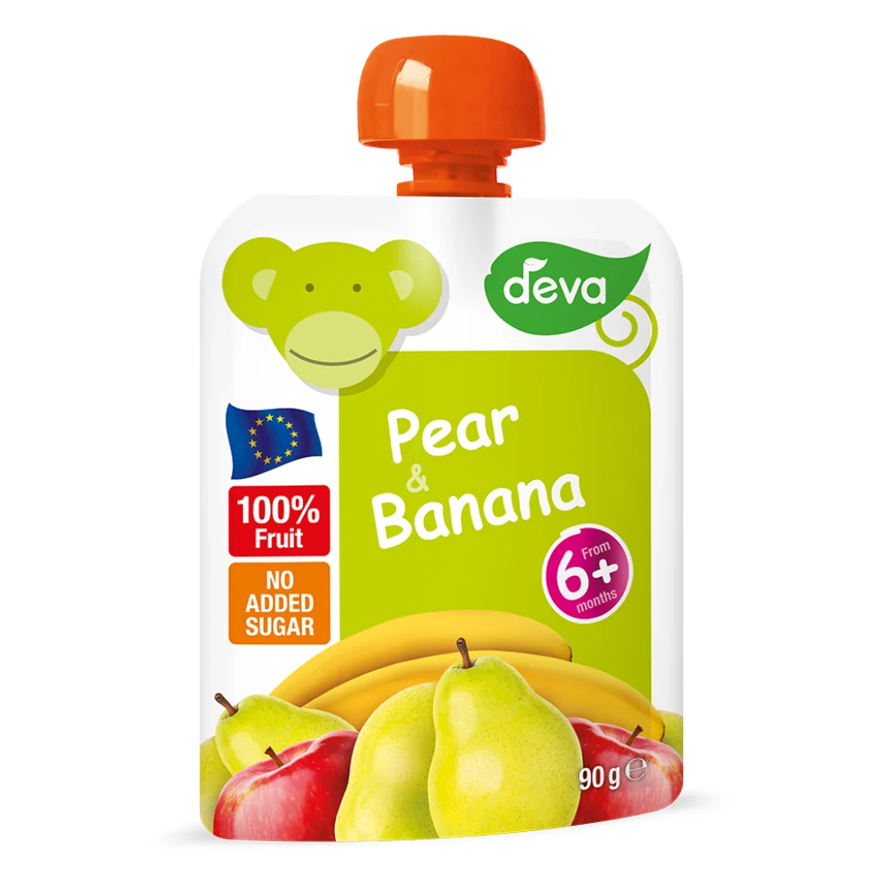 Deva Ovocná kapsička hruška a banán 6m+ 90 g