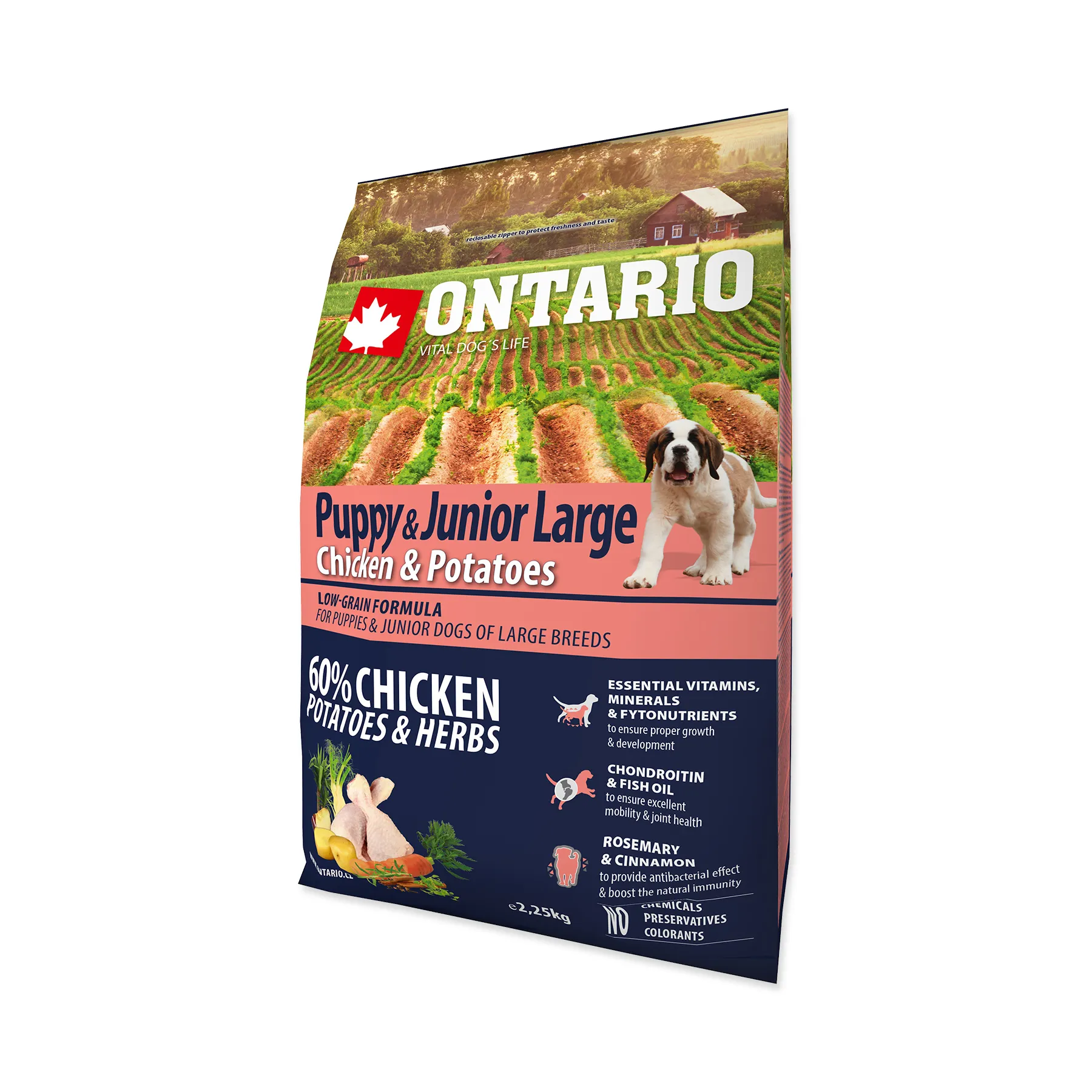 Ontario Puppy&Junior Large Chicken&Potatoes granule 2,25 kg