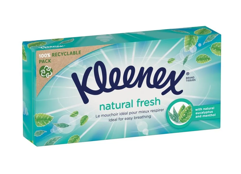 Kleenex Natural Fresh Box papírové kapesníky 64 ks
