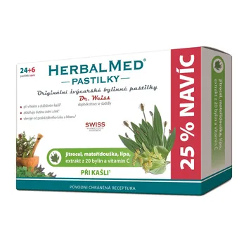 Dr. Weiss HerbalMed Jitrocel + mateřídouška + lípa + vitamin C 24+6 pastilek