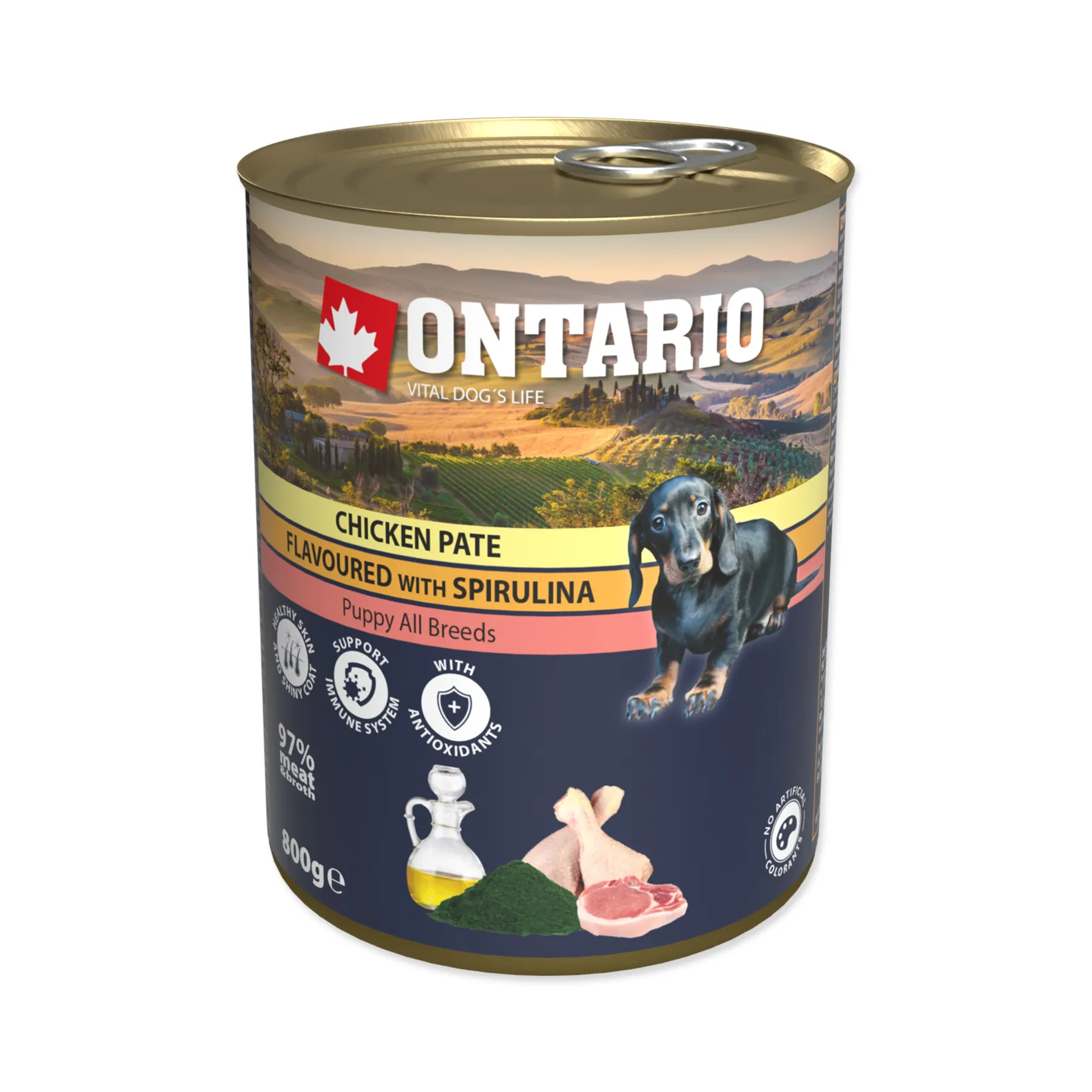 Ontario Puppy Kuřecí paté se spirulinou konzerva 800 g