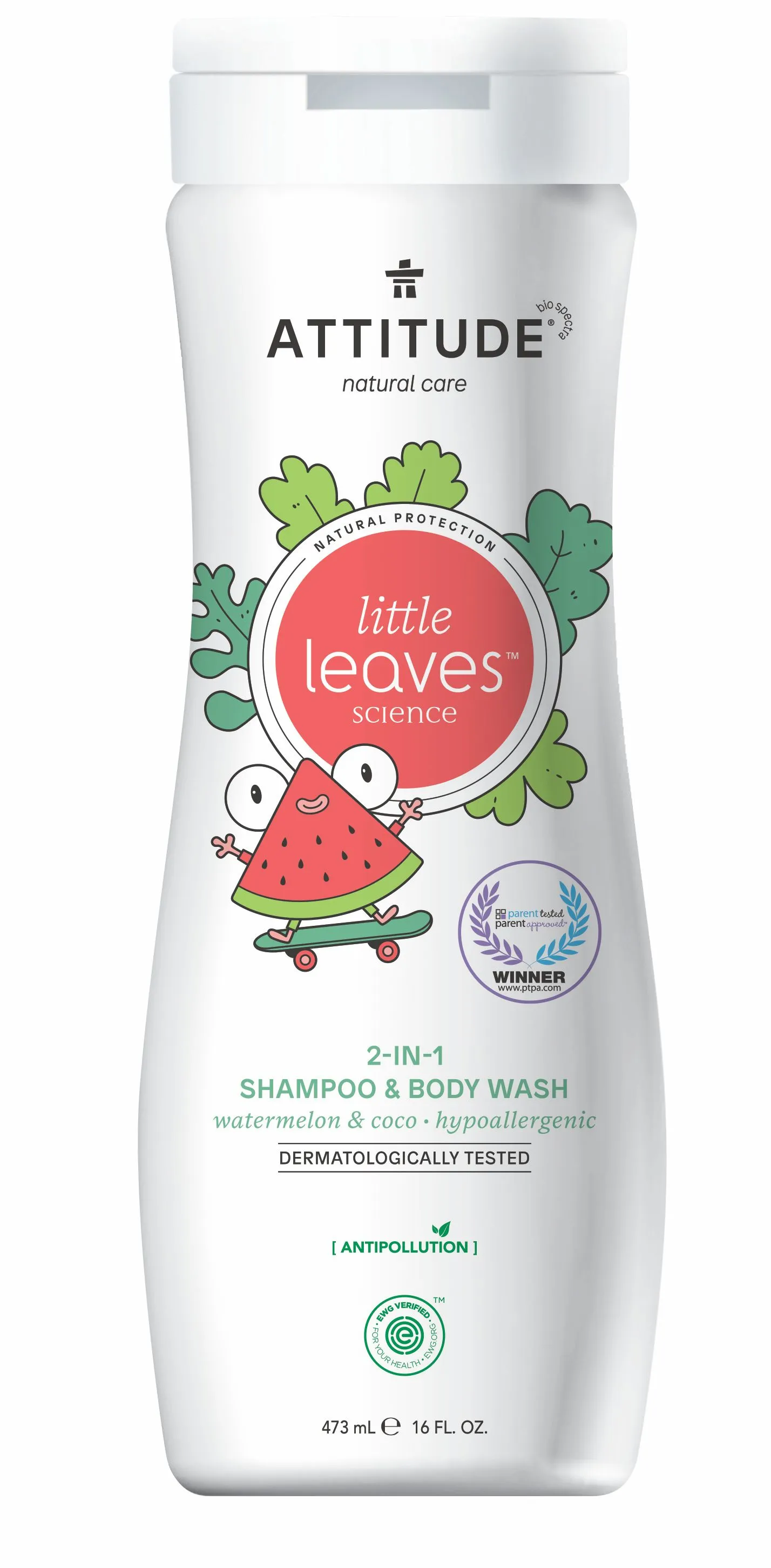 ATTITUDE Little leaves Dětské tělové mýdlo a šampon 2v1 meloun kokos 473 ml
