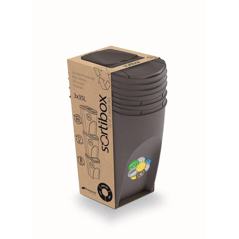 prosperplast Odpadkový koš SORTIBOX 3 x 35 l šedý