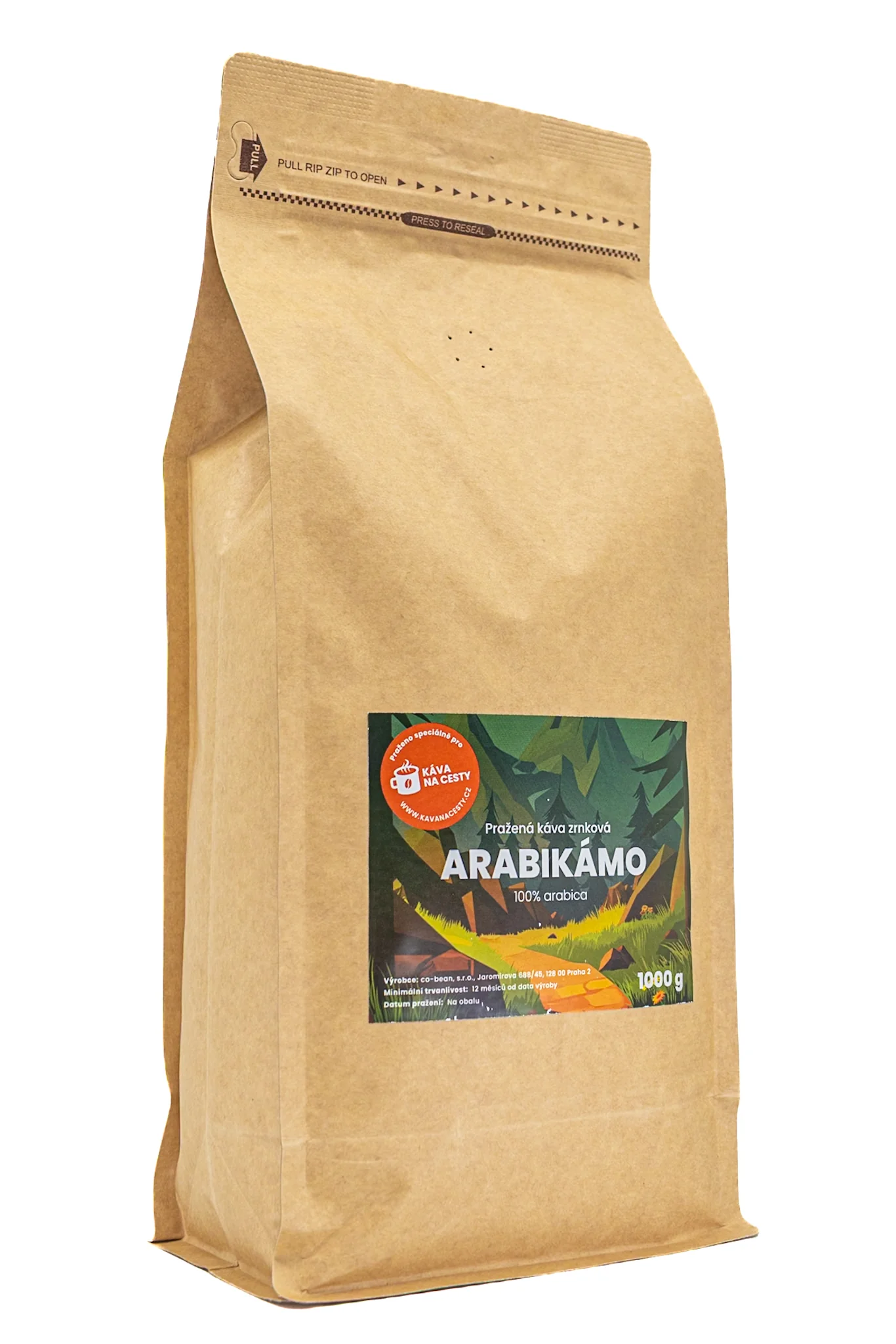 Káva na cesty Arabikámo 1 kg Zrnková káva