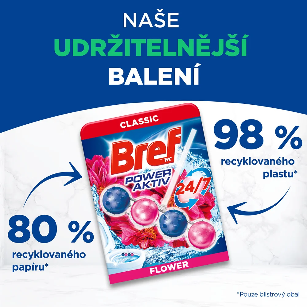 Bref WC blok Power Aktiv Flower 4x50 g