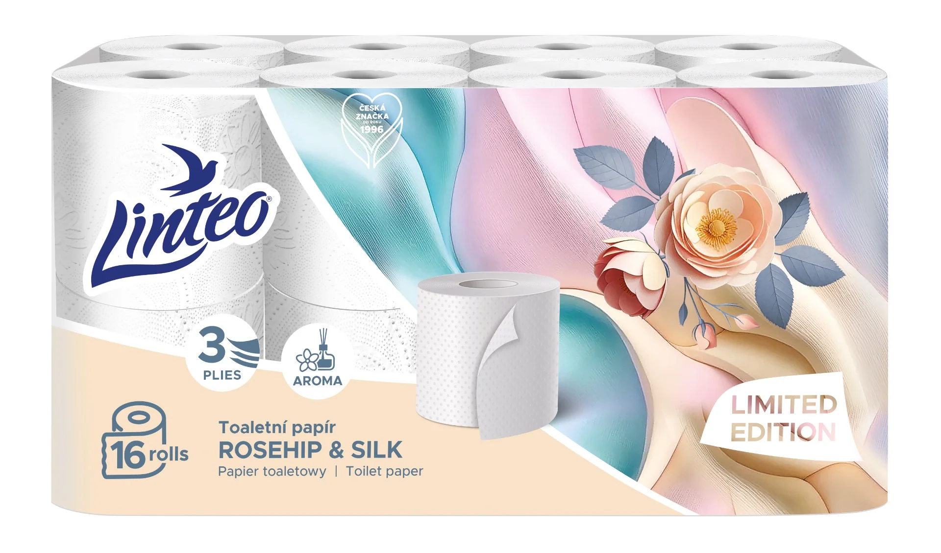 Linteo Rosehip&Silk Toaletní papír 3vrstvý 16 rolí