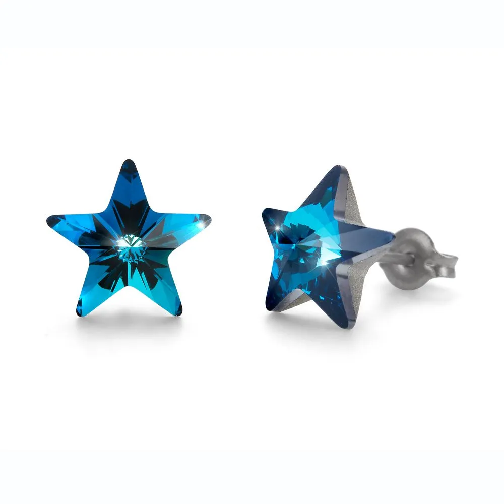 Náušnice Star metallic blue 1 pár