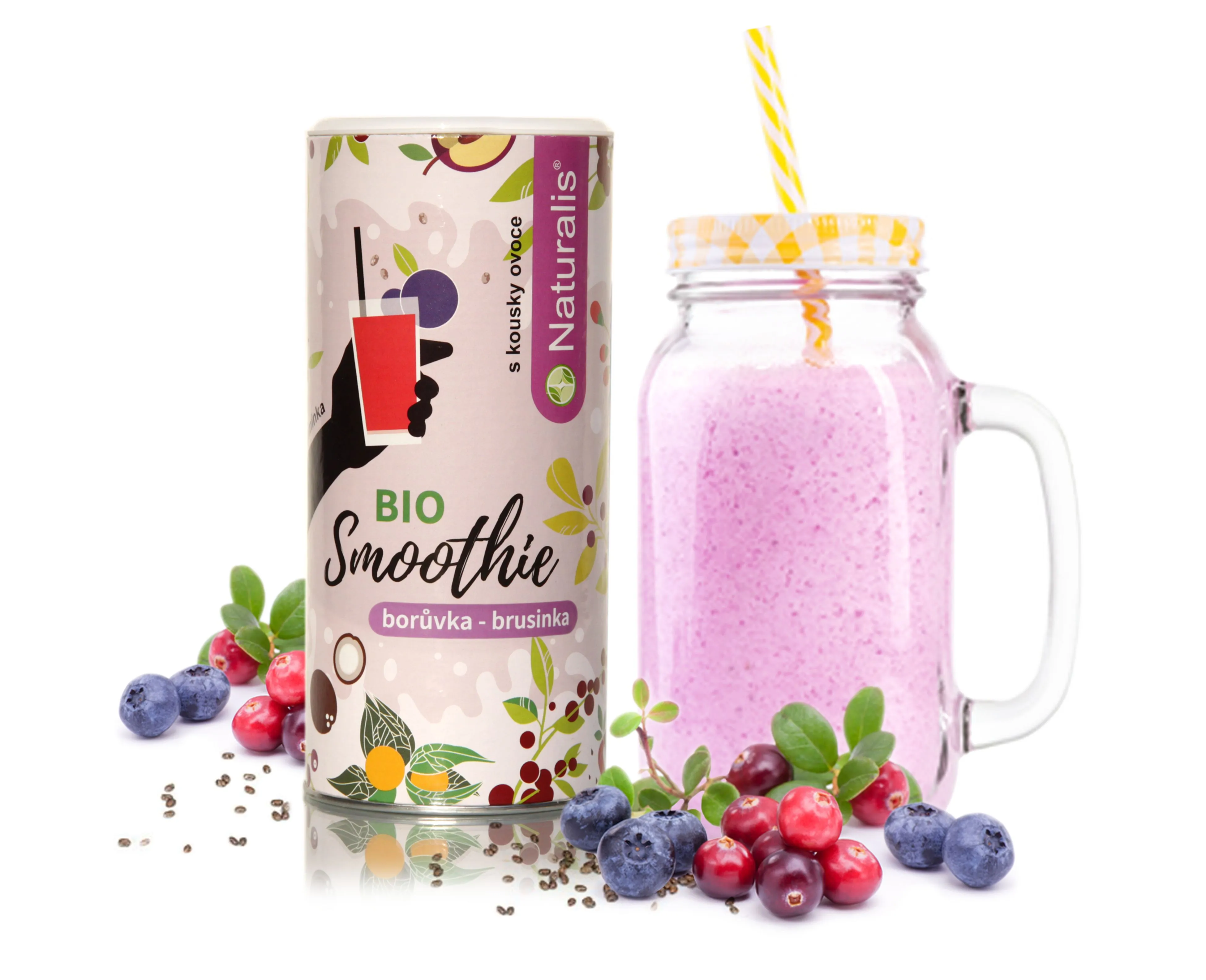 Naturalis Smoothie Borůvka + Brusinka BIO 180 g