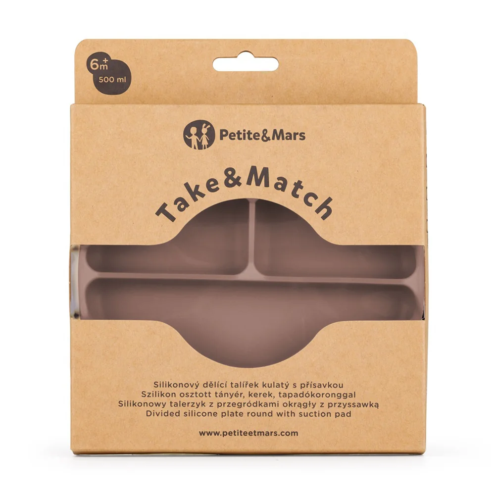 Petite&Mars Take&Match Silikonový talířek dělicí kulatý 6m+ 1 ks velvet latte