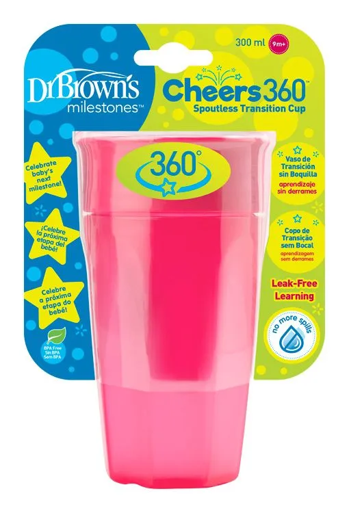 Dr.Browns Hrnek Cheers360 9m+ 300 ml 1 ks růžový
