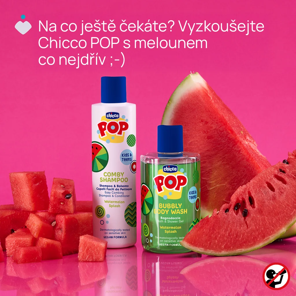 Chicco Watermelon splash POP Sprchový gel pro děti a teenagery 300 ml