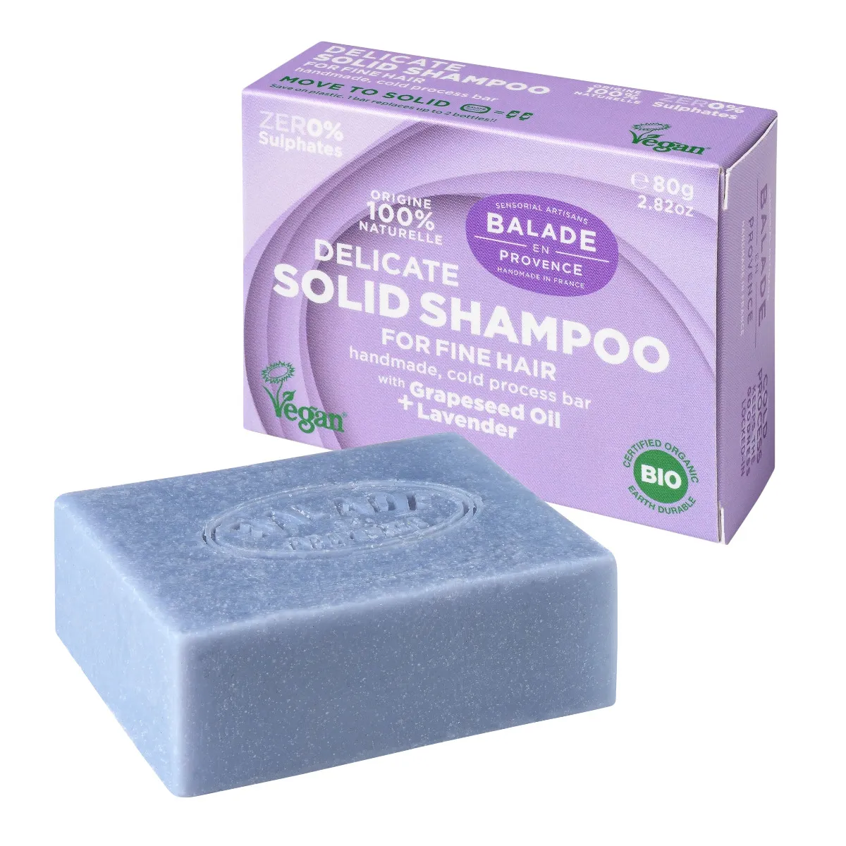 Balade en Provence Posilující tuhý šampon pro jemné vlasy BIO Levandule