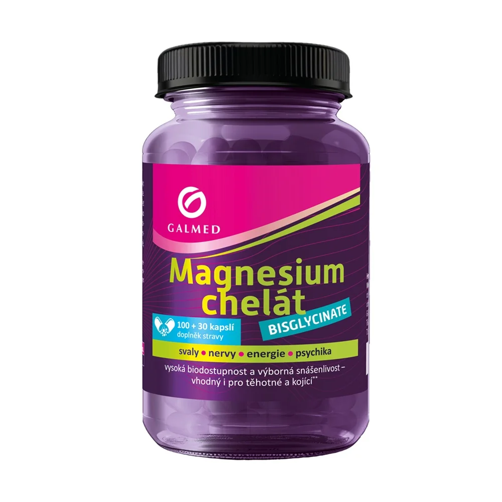 Galmed Magnesium chelát Bisglycinate 100+30 kapslí