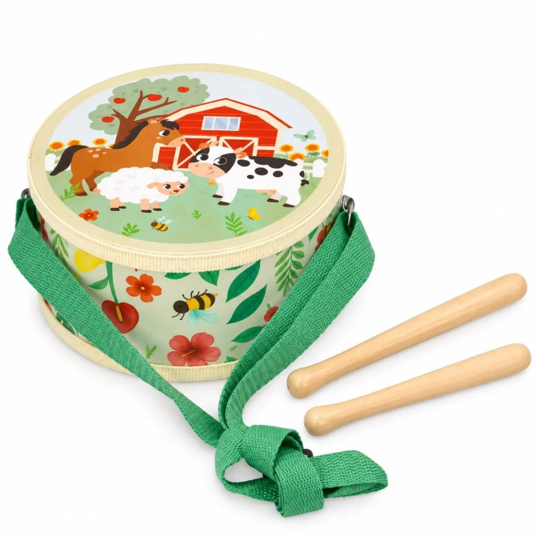Adam Toys Dětský bubínek s motivem farmy – Adam Toys