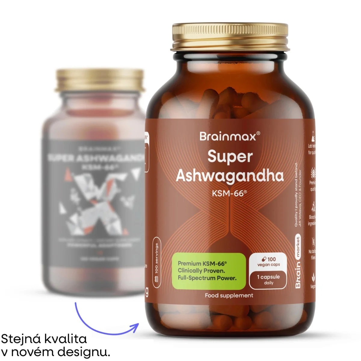 BrainMax Super Ashwagandha KSM-66 100 kapslí