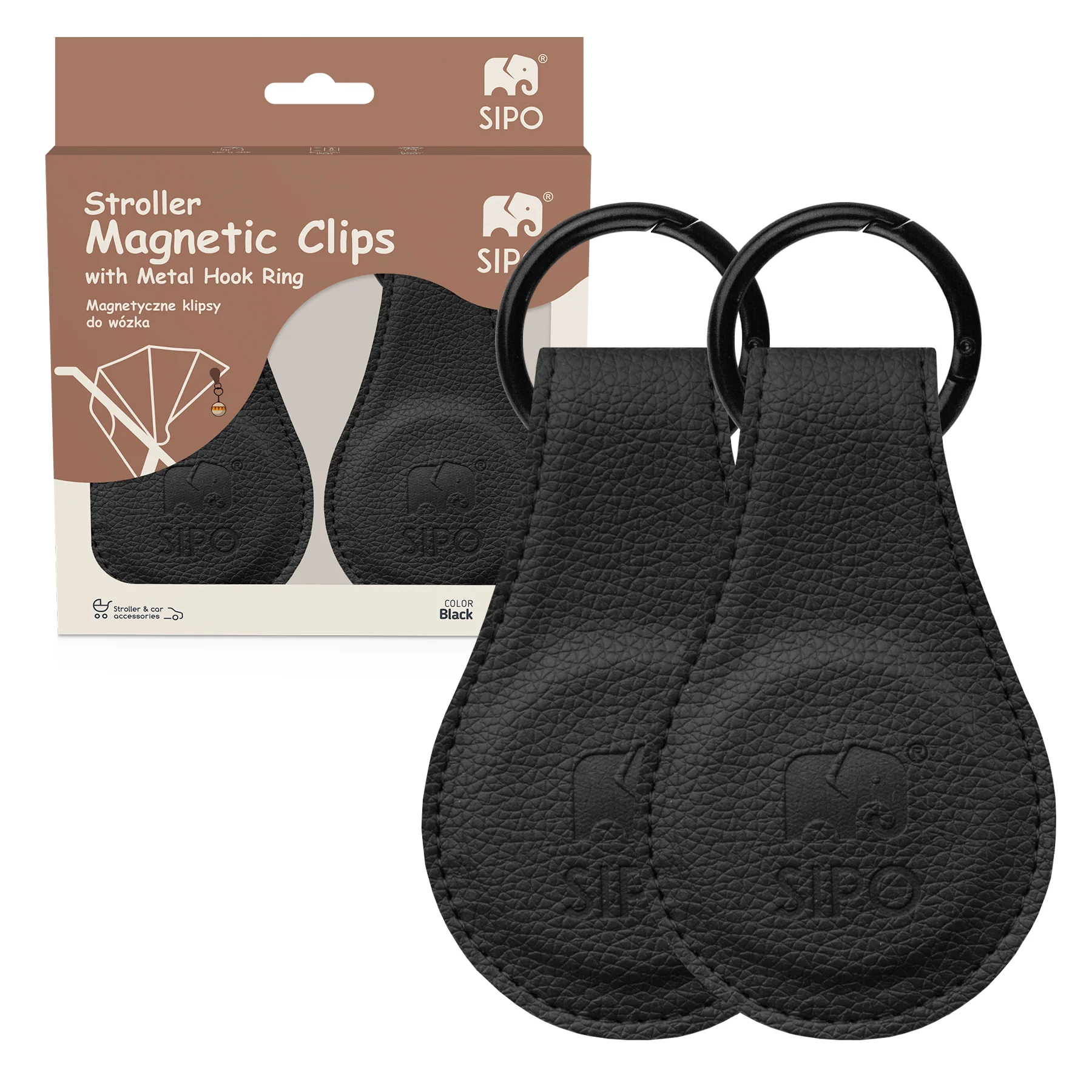 SIPO Magnetické klipy na kočárek, 2ks, černá