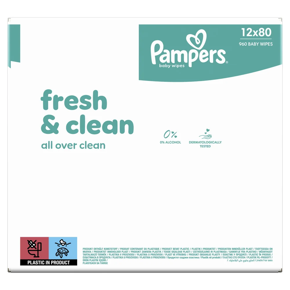 Pampers Fresh Clean dětské čisticí ubrousky 12x80 ks