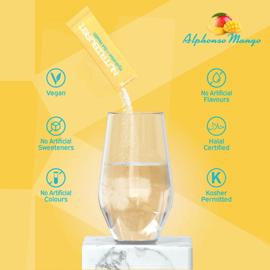 Nutriburst Elektrolyty Gut Health hydratační nápoj s vitamíny 7 ks mango