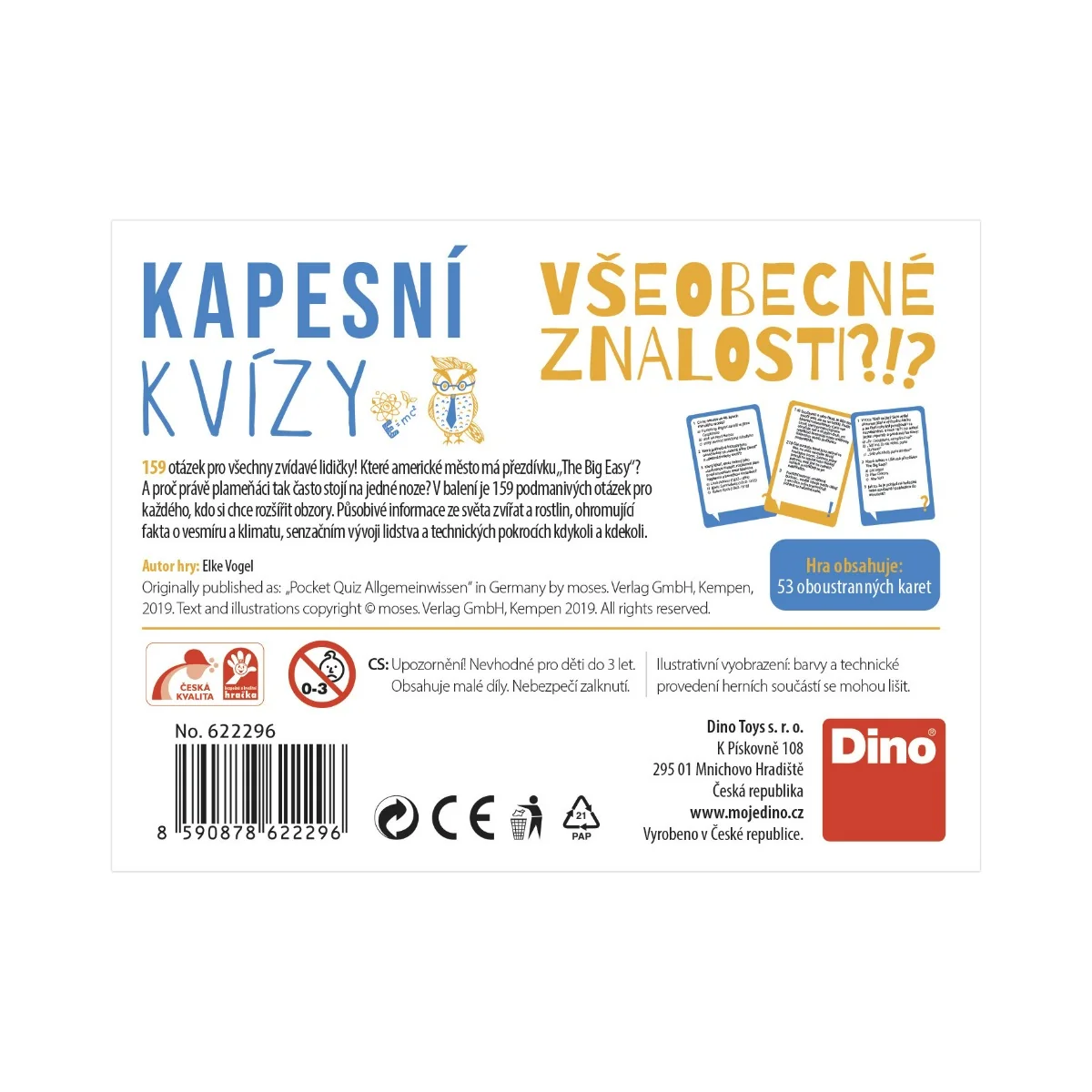 Dino Toys Kapesní kvízy Všeobecné znalosti Cestovní hra