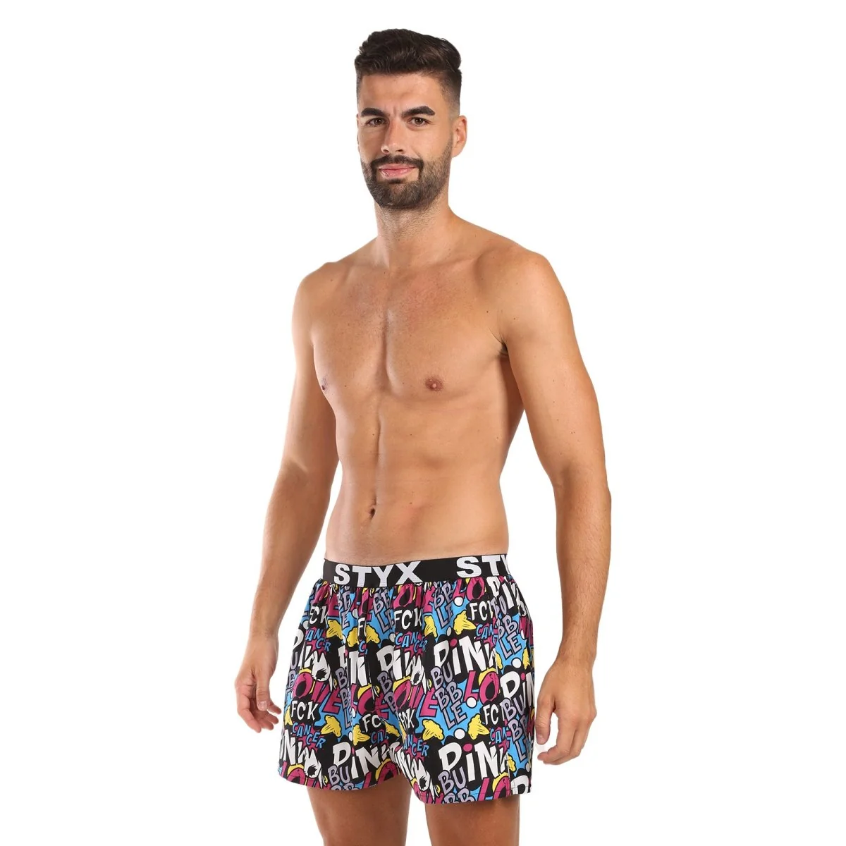 Styx Pánské trenky art sportovní guma Pink Bubble (B1058)  M