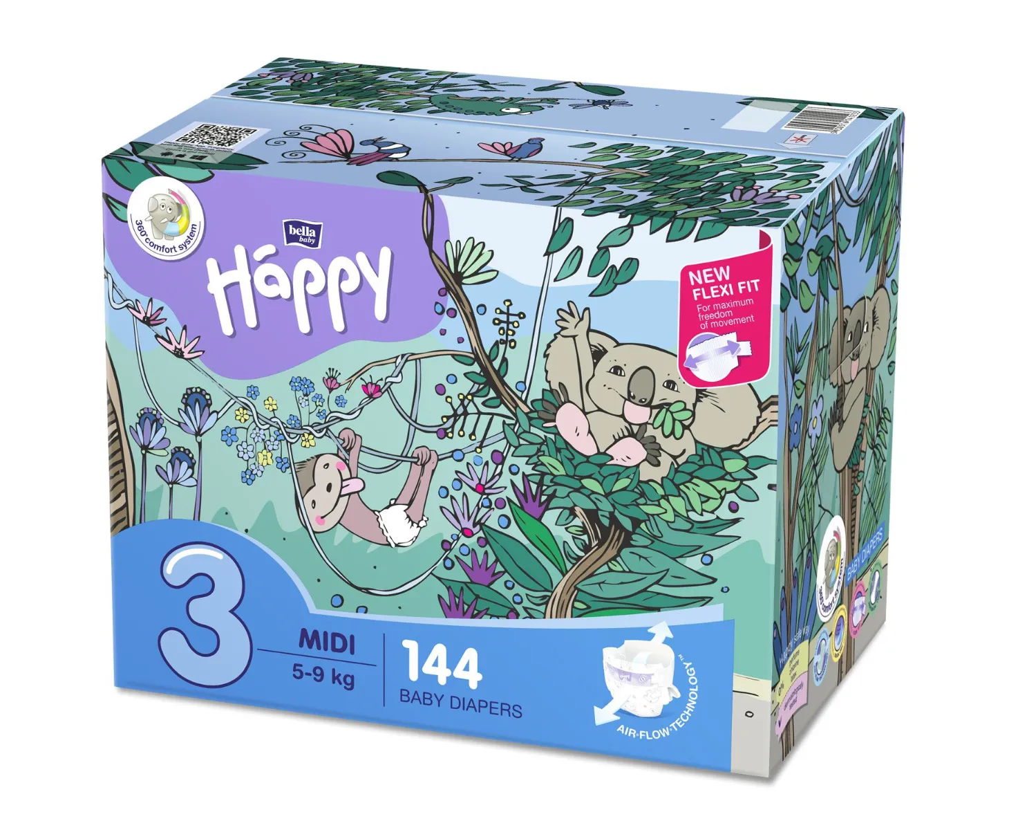 Bella Baby Happy Midi 5-9 kg dětské pleny box 2x72 ks