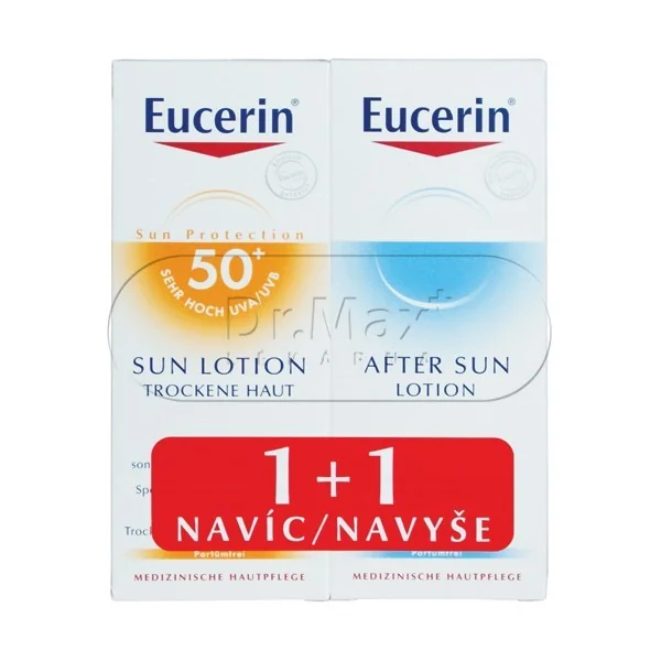 EUCERIN SUN SPF50+ Hydratační mléko 150ml + Regenerační mléko po opalování ZDARMA