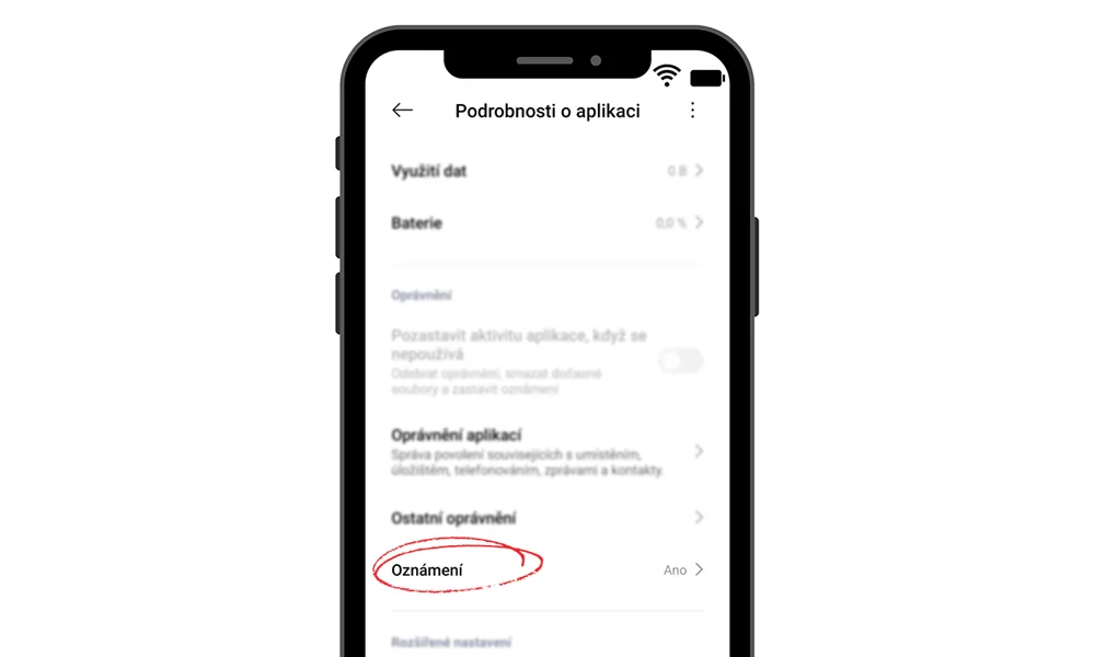 4. Vyber možnost „Oznámení“ nebo „Upozornění“. 4. Vyber možnost „Oznámení“ nebo „Upozornění“.