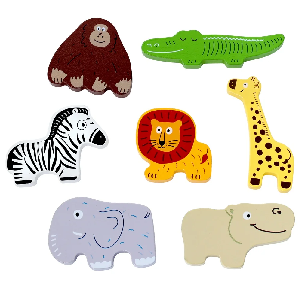 2Kids Toys Dřevěné puzzle Safari propojitelné, 7 dílů